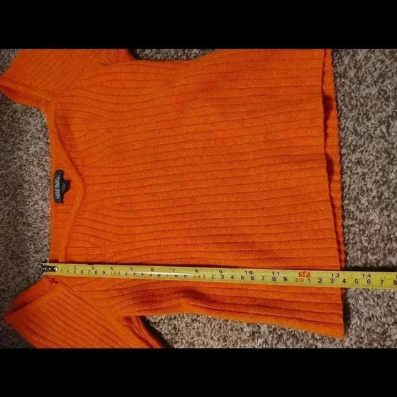 XS Wild Fable Women Ribbed sweater sweetheart Crop Orange - Picture 8 of 8